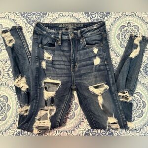 American Eagle Outfitters High Rise Distressed Denim Jeans SZ 4